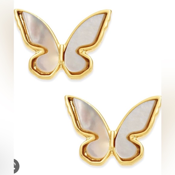 New KATE SPADE mother of pearl/gold plated butterfly stud earrings - Picture 2 of 5